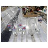 4-Budlight Glasses, 1 Miller Lite Glass, &