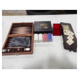 Wood Card Decor, 2 Poker Chip Sets &