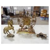 Brass Carousel Music Box 11x12in.,Solid Brass Pony