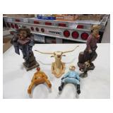 2-Cowboy Figurines, 1-Cowboy Bust, &