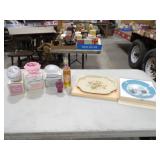 2-Avon Plates, 1 Perfume, 1 Soap Dish, 1 Candle,