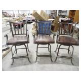 3 Swivel Bar Height Leather Seat Chairs