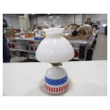 Vintage Stars & Stripes Milk Glass Oil Lamp w/