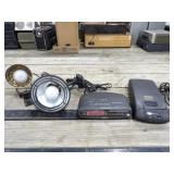 Solidex VHS Rewinder, Sony Radio, 2 Desk Lamps w/