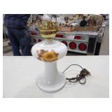 Electric "Oil Lamp" Milkglass Base, Approx. 12in.T