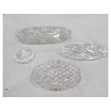 3 Cut Glass Dishes, 1 Ring Holder