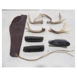 3 Gun Butt Pads, 5 Small Deer Antlers, &