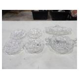 4-Cut Glass Dishes 6in. Dia, NuCut Relish Tray,