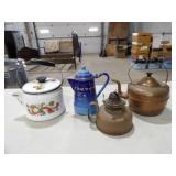 Queen Anne Brass Oil Lamp Base, 3-Various Kettles