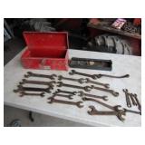 Waterloo Metal Toolbox w/Vintage Wrenches