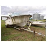 18ft Lund Boat w/Single Axle Roller Trailer,