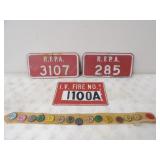 3-Vtg. Fire # Signs 'R.F.P.A' & 15 Fire Warden Pin