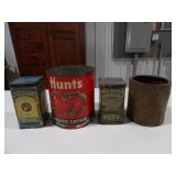 Hunts Catsup Lg Can, Monarch Cocoa & Tea Tins
