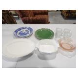 3 Plates, 2 Dishes, 4 Glass Mugs