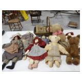 Assorted Cloth Dolls & Bears