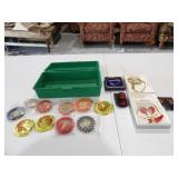 Vintage Milk Lids, Costume Jewelry, &