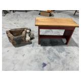 24wx15H Bench & Raccoon Heavy Planter