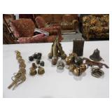Assorted Brass Bells, Stool Feet, Misc Brass