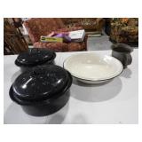 2-10in. Dia Enamel Pots w/Lids, &