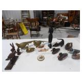 Asst. Birds (3 Brass, 1 Cast Iron, 7 Wood), Misc