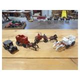 4-Vintage Cast Iron Toys, 3 Have Horse & Buggys