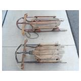 2 Wood Toboggans 42.5inLx13.5inW & 34.5inLx11.5W