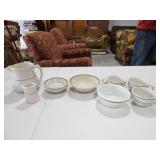 Shenango China Pitcher, 3-Buffalo China Cups, &