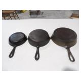 No.3-6 6/8IN & "Erie 699A 6" Cast Iron Skillets