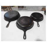 No.8, Wagner Ware #10 & 12 Cast Iron Skillets