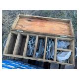 33.5x18x8.5 Wood Box w/Misc. Bolts & Items