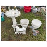 Concrete Planters, Bird Bath & Decor