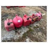 6-Gas Cans 1 Gal & 2 1/2 Gal. Cans