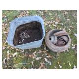 Galvanized Square Tub w/Misc Parts