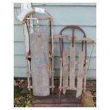 2-Wooden/Metal Sleighs