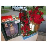 Christmas Decor, Mini Tree, Poinsettias, Boxes