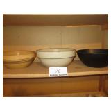 2-Pottery Bowls & 1 Plastic Bowl