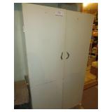 White Metal Cabinet w/Paint Supplies, 64inT,