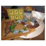 Wooden Shelf, Wreaths, Pictures