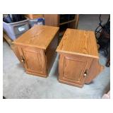 Pair of End Tables w/Doors & Magazine Racks
