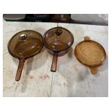 Vision 2-Amber Dishes Glass w/Lids, Dish Base/Lid