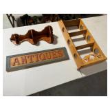 2-Wood Shelves, Antique Sign