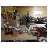 Candles, Doileys, Pot Holders, Faux Flowers