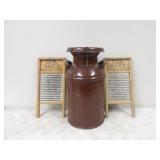 Cream Can w/Lid & 2-Dubl Handl Washboards