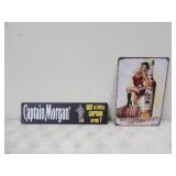 Captain Morgan Tin Signs 8inx12in & 15.75x4in