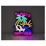 Always Happy Hour LED Neon Sign 12inTx9.5inW