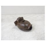 Cast Iron Monkey Head Ashtray 5.25inLx3inT