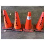 Four Wet Floor Warning Cones