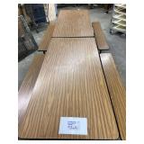 Mobile Folding Cafeteria Table with Attached Benches, Wood Grain Finish