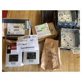 Electrical Supply and Hardware Lot including Junction Boxes, Couplings, and Fasteners