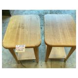 Set of Two Wood Display Tables Measuring 24 by 18 by 24 Inches